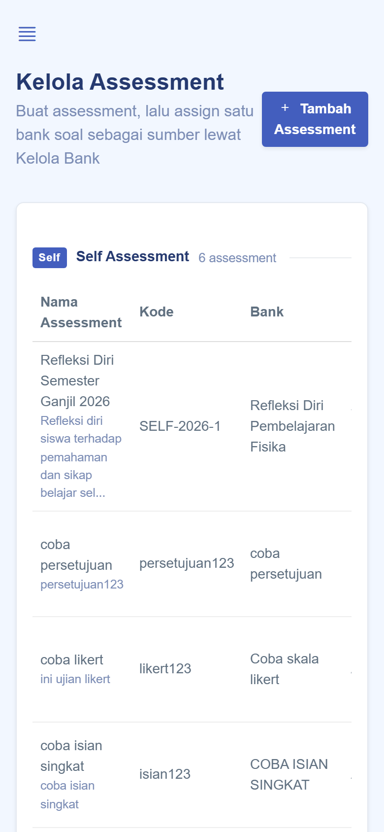 Pratinjau Kelola assessment SPEKTRA