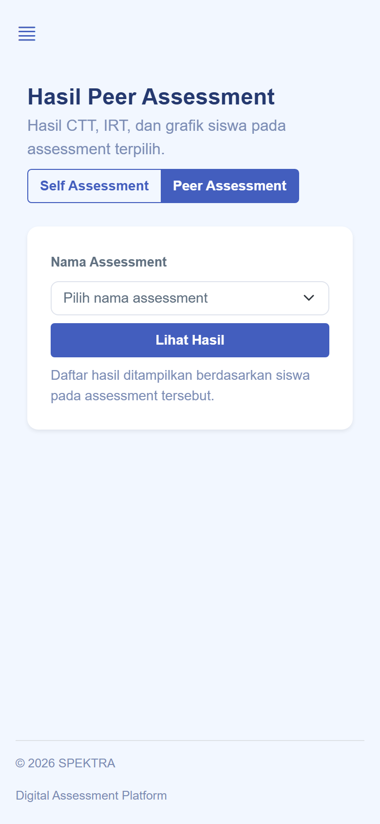 Pratinjau Hasil peer assessment SPEKTRA